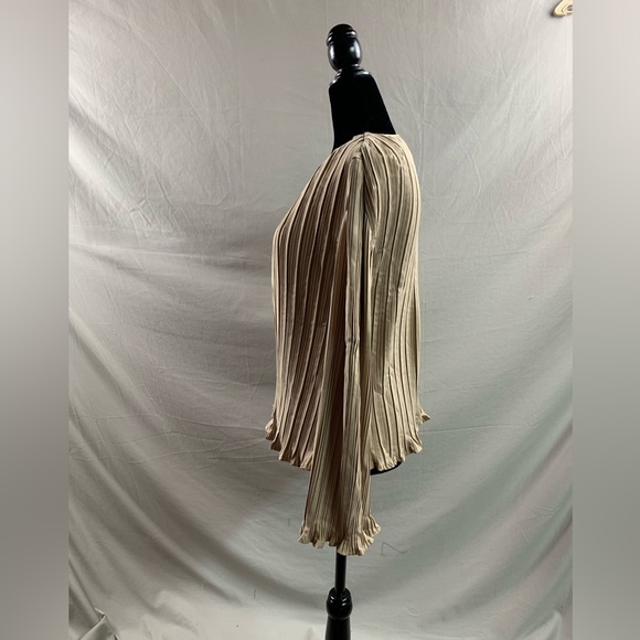 Gold Pleated Bell Sleeve Blouse - Picture 9 of 10